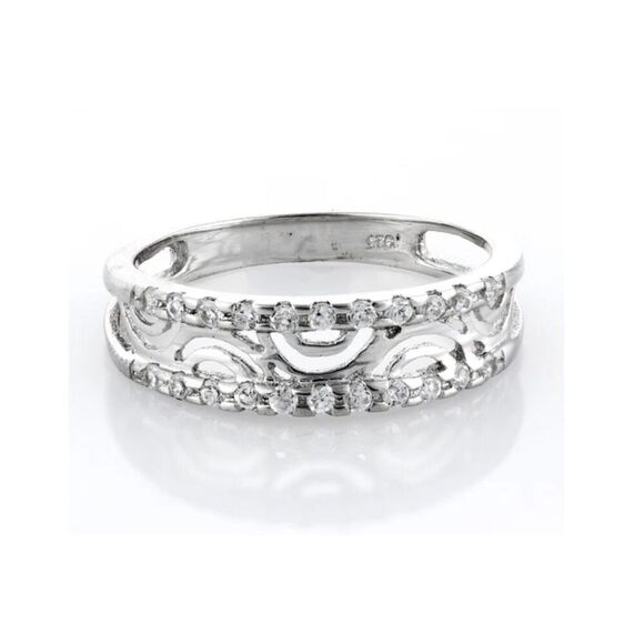1Ct. Genuine Diamond Simulant Filigree Band Ring Sz 8 - Picture 1 of 6
